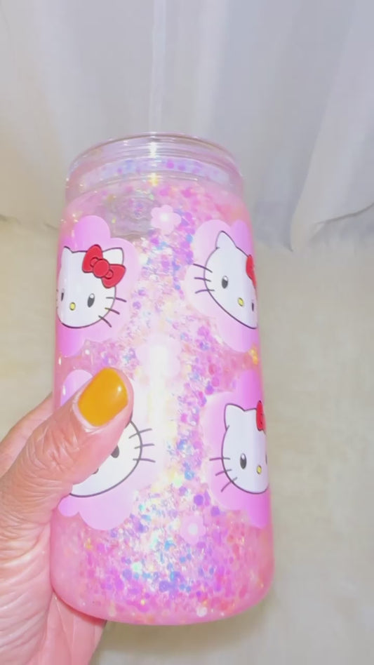 Premade 16oz Plastic Glitter Cup